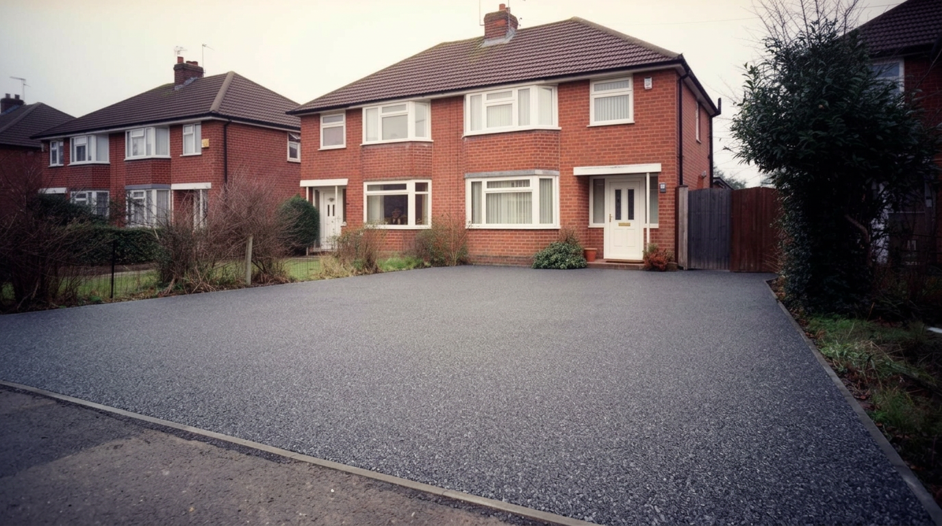 The same driveway transformed — Charcoal Resin